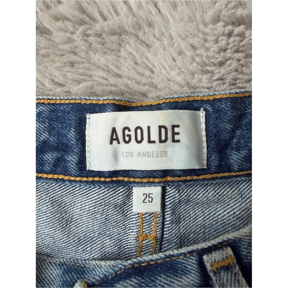 AGOLDE Parker Denim Shorts 25 Blue High Rise Cutoff Distressed Organic Cotton - Picture 5 of 9